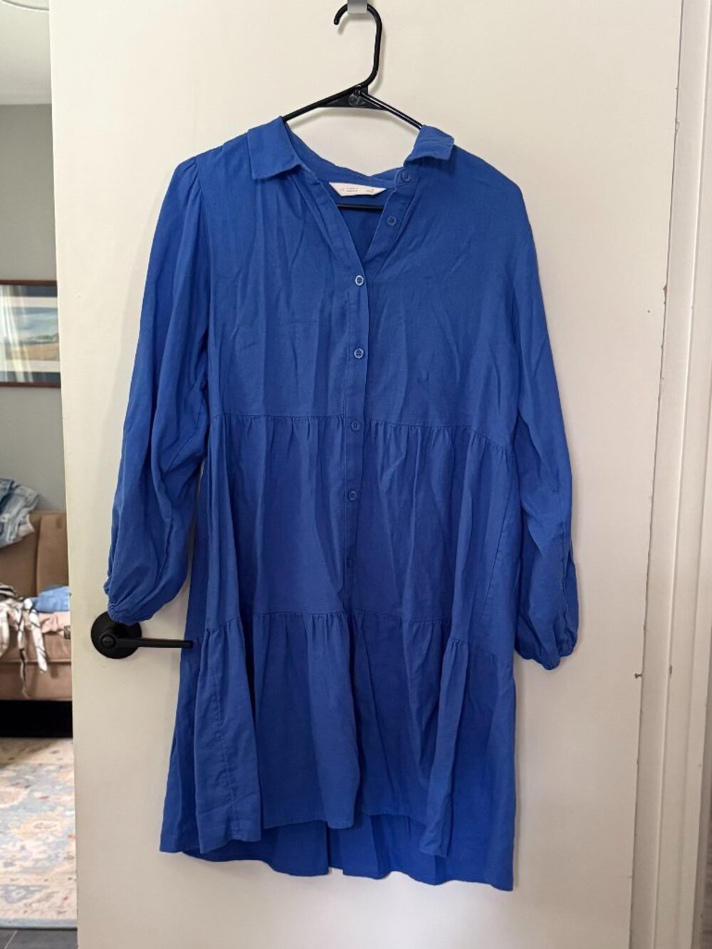 LC Lauren Conrad Blue Tiered Shirtdress Size S